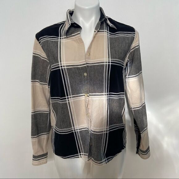 Neutral Plaid button down  - Picture 7 of 9